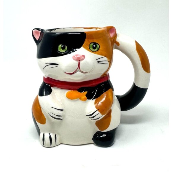 3D Calico Cat Surprise Mouse Inside Ceramic Tea Cup Coffee Mug Pier 1 Imports - Picture 2 of 16